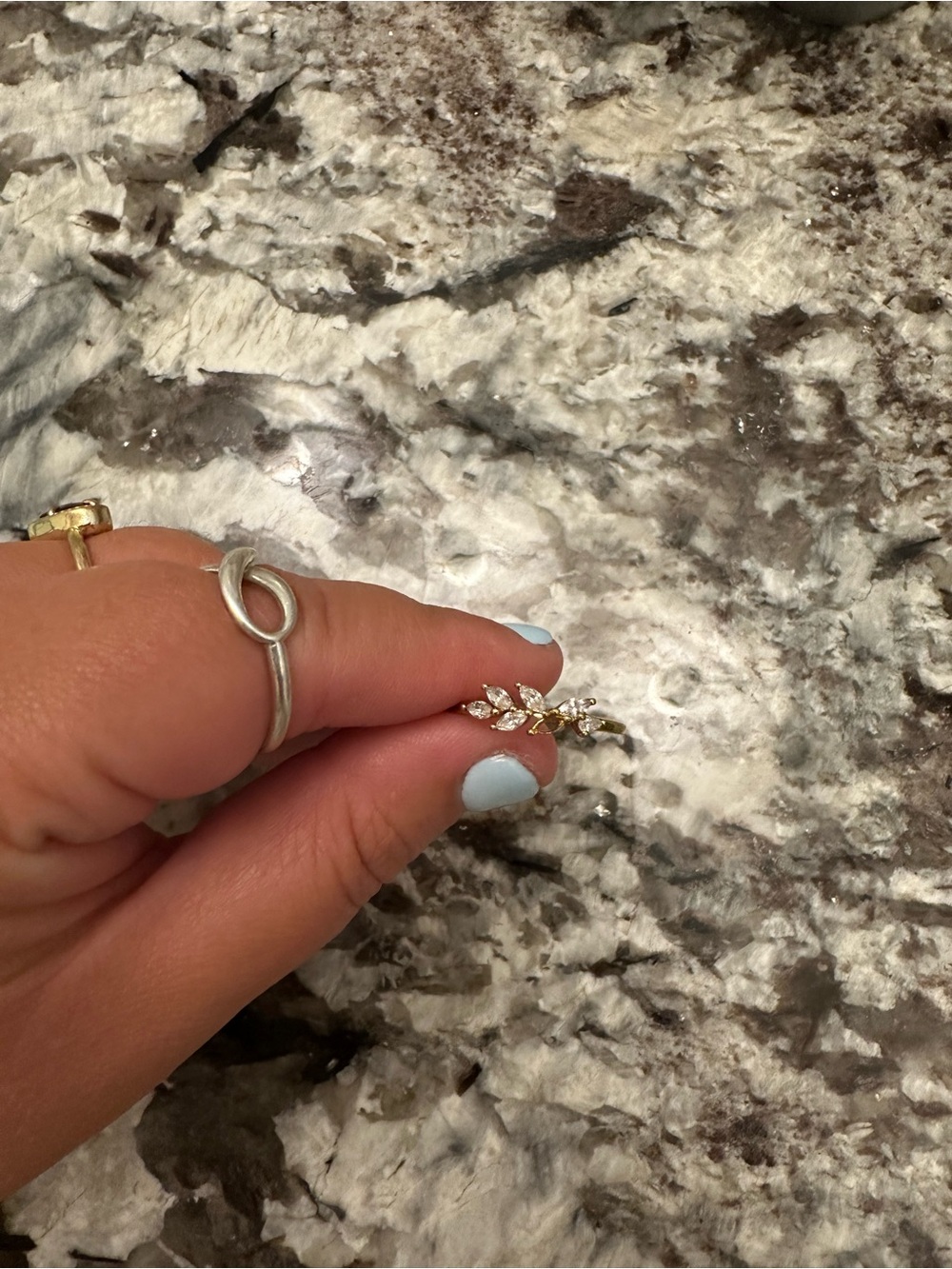 Gold Leaf Cubic Zirconia Ring